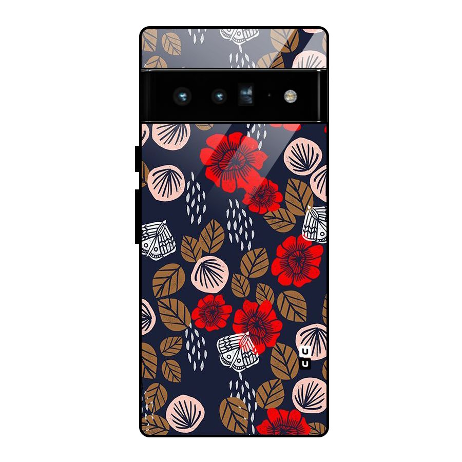 Orange Flora Glass Back Case for Google Pixel 6 Pro