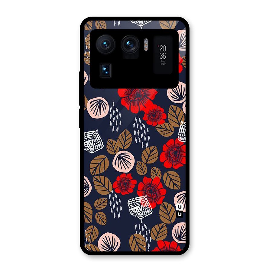 Orange Flora Glass Back Case for Mi 11 Ultra