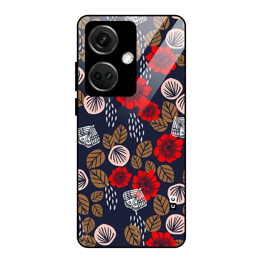 Orange Flora Glass Back Case for OnePlus Nord CE 3 5G