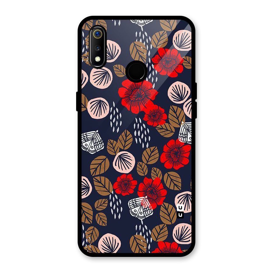 Orange Flora Glass Back Case for Realme 3