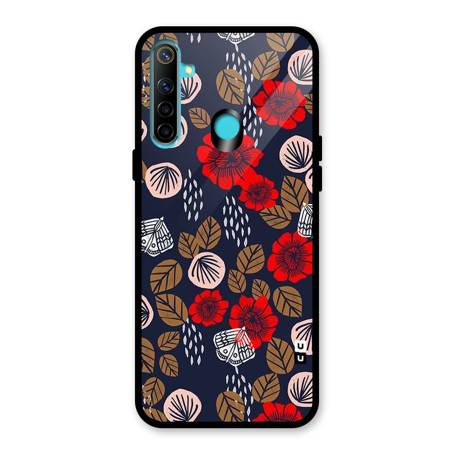 Orange Flora Glass Back Case for Realme Narzo 10