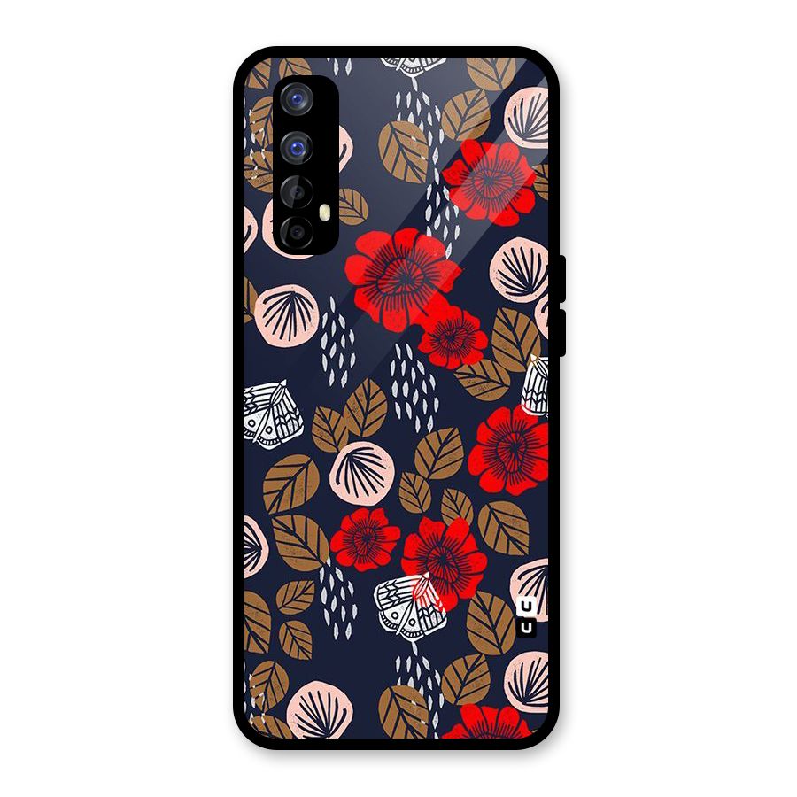 Orange Flora Glass Back Case for Realme Narzo 20 Pro