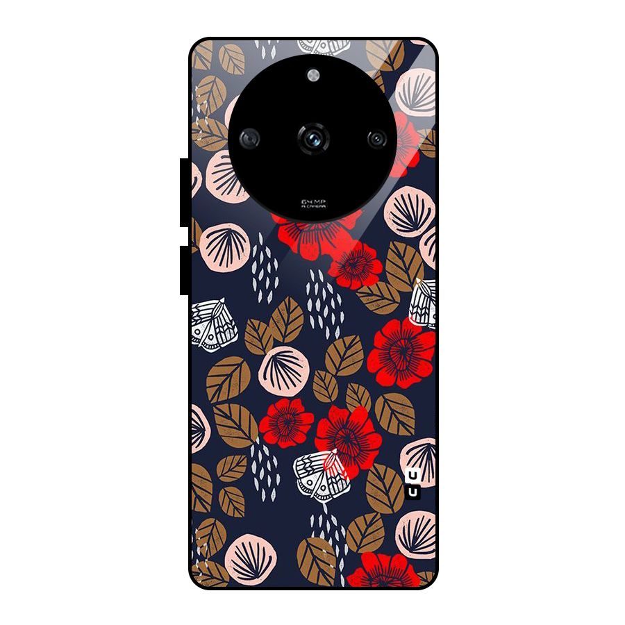 Orange Flora Glass Back Case for Realme Narzo 60 5G