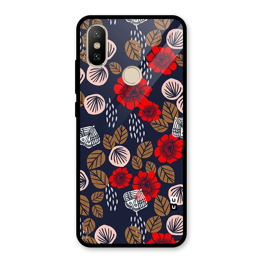 Orange Flora Glass Back Case for Redmi A2