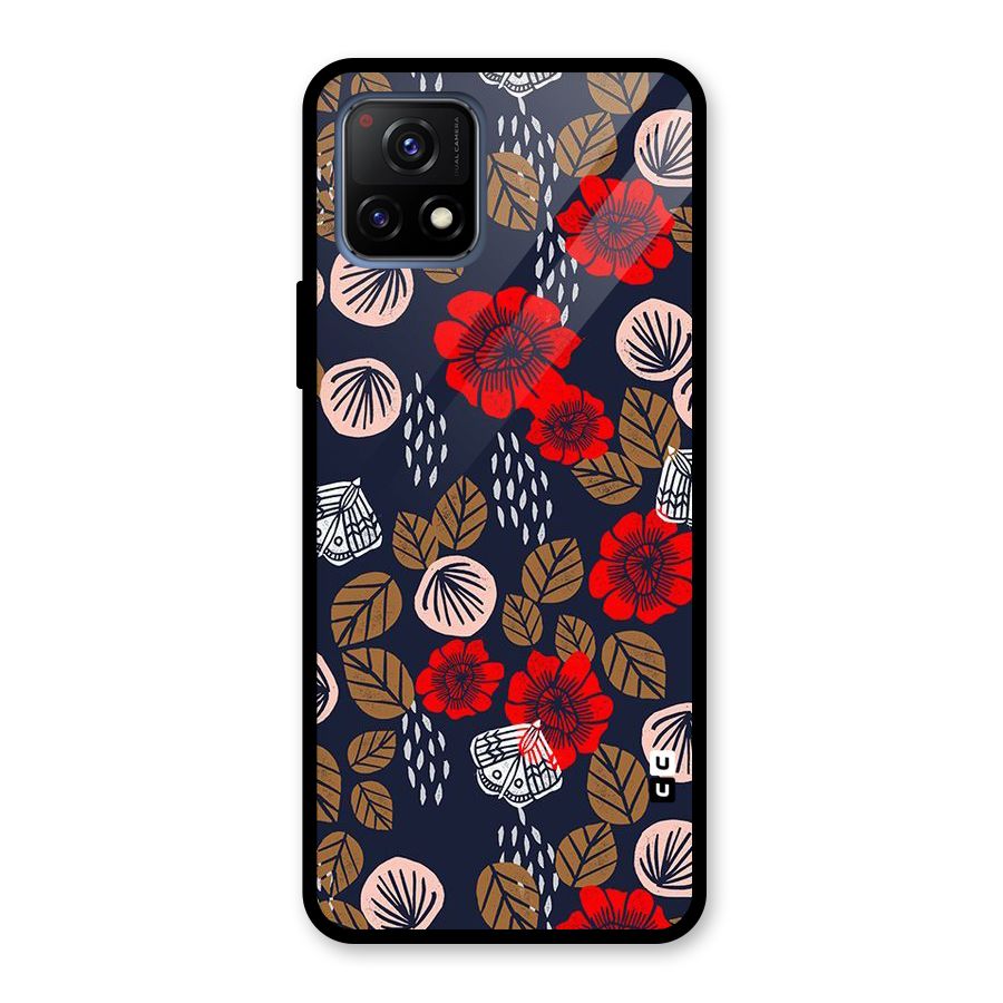 Orange Flora Glass Back Case for Vivo Y72 5G