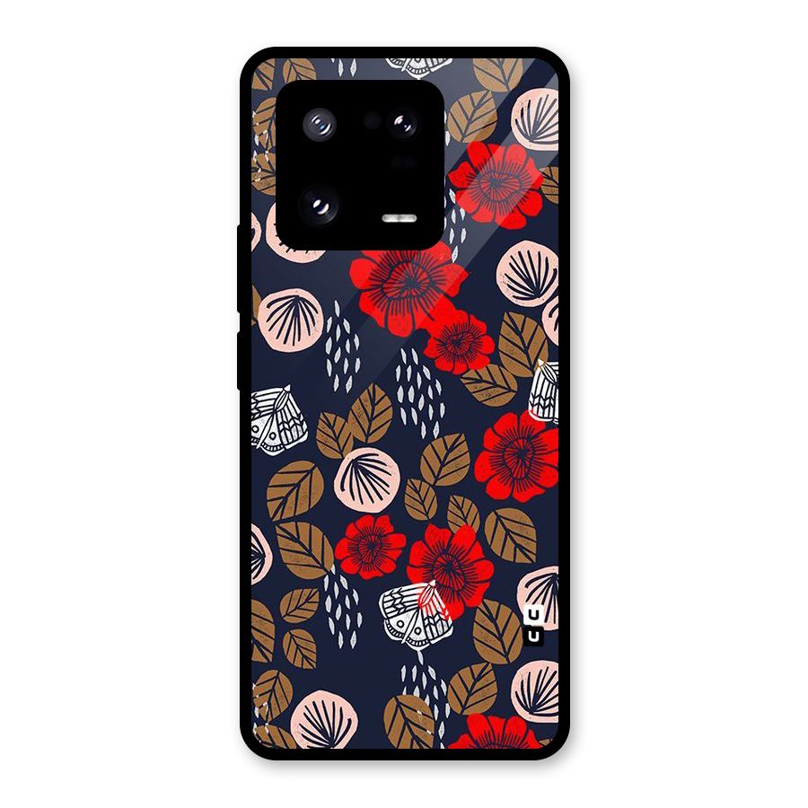 Orange Flora Glass Back Case for Xiaomi 13 Pro