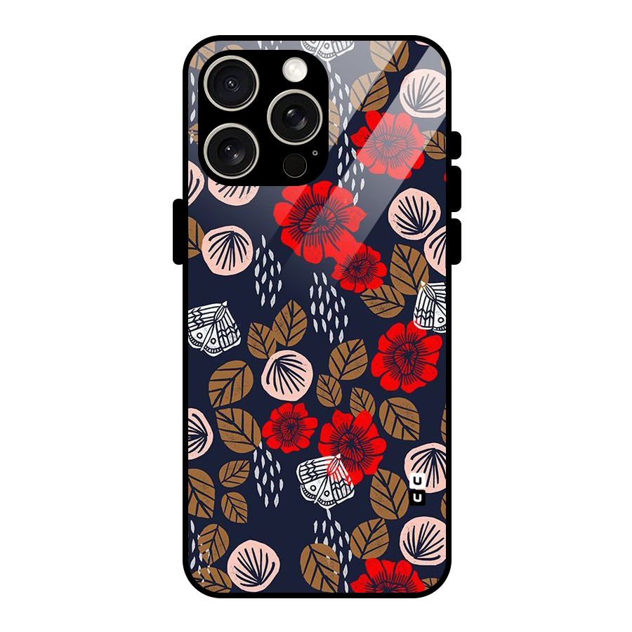 Orange Flora Glass Back Case for iPhone 15 Pro Max