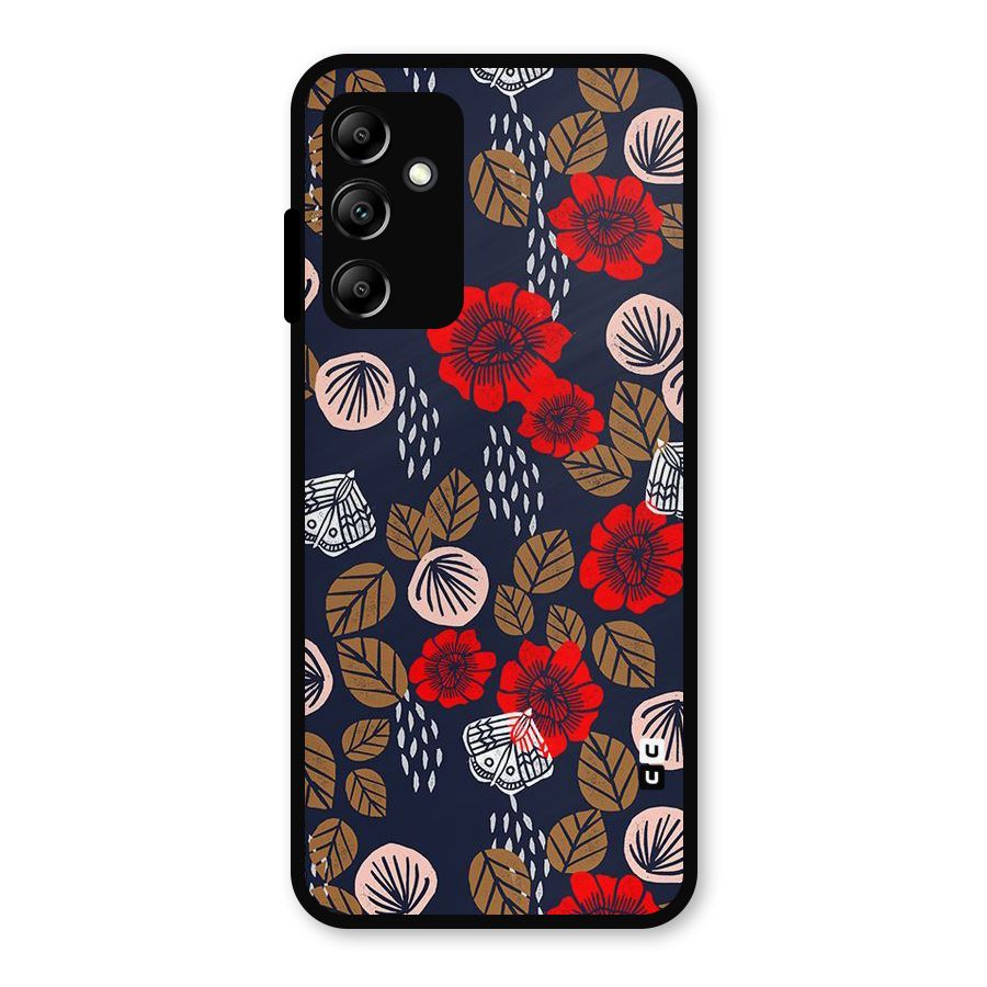 Orange Flora Metal Back Case for Galaxy A14 5G