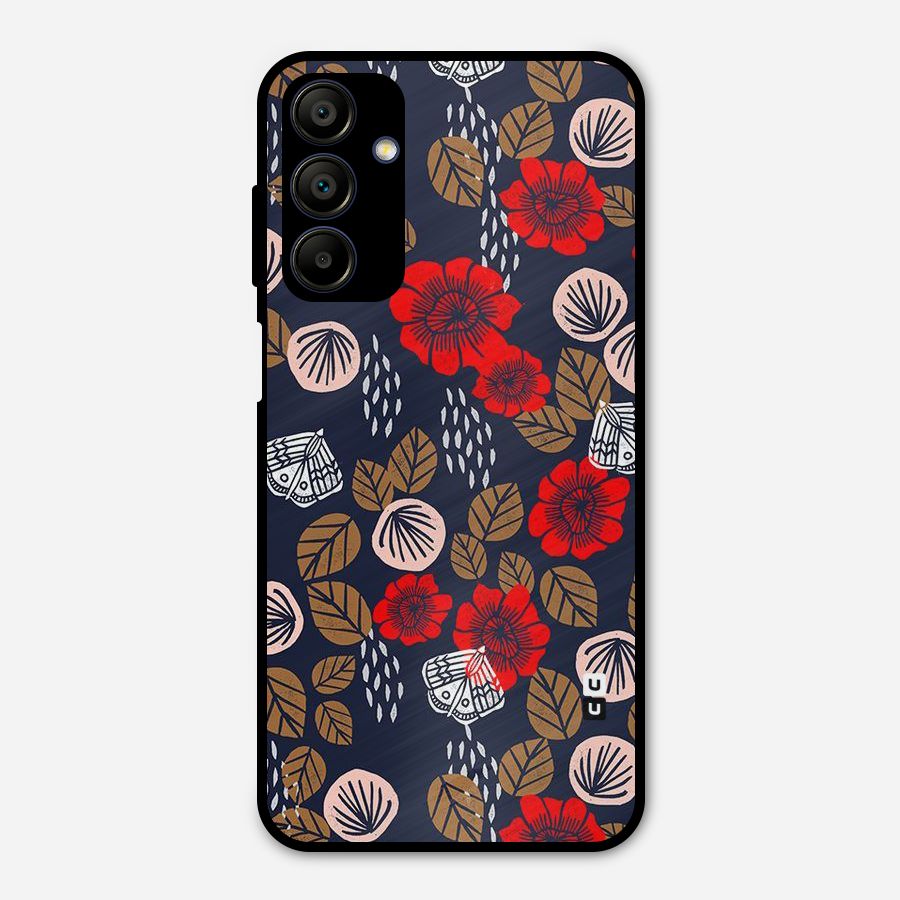 Orange Flora Metal Back Case for Galaxy A15 5G