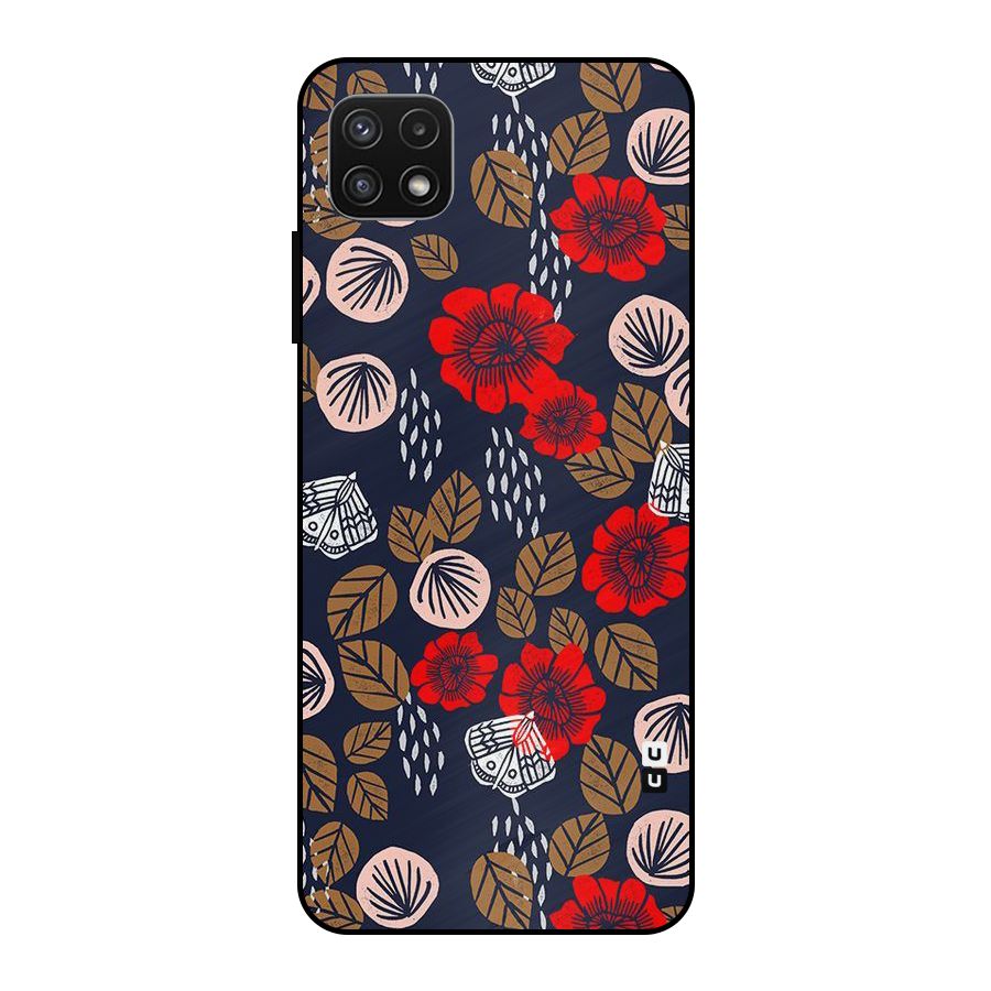 Orange Flora Metal Back Case for Galaxy A22 5G