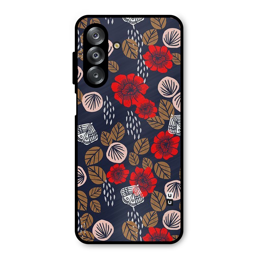 Orange Flora Metal Back Case for Galaxy A26