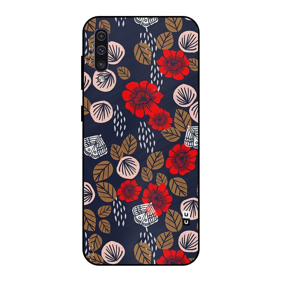 Orange Flora Metal Back Case for Galaxy A30s
