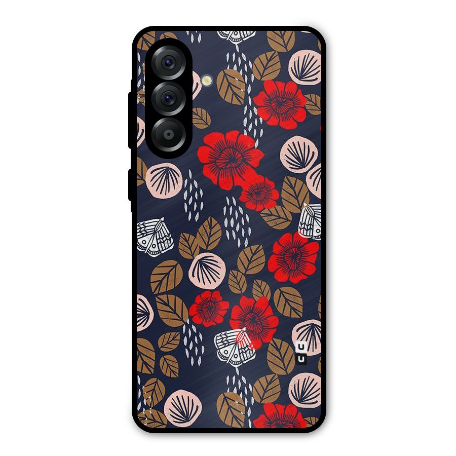 Orange Flora Metal Back Case for Galaxy A36