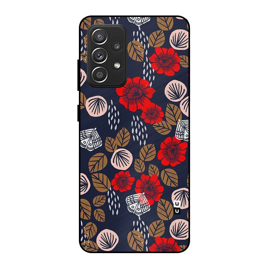 Orange Flora Metal Back Case for Galaxy A52s 5G