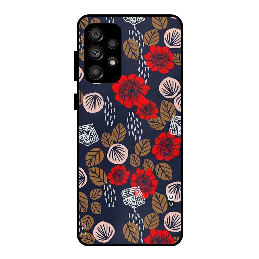 Orange Flora Metal Back Case for Galaxy A73 5G