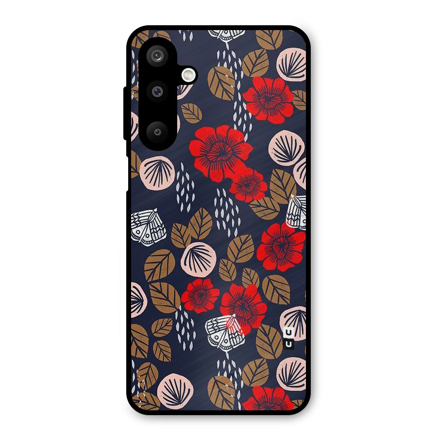 Orange Flora Metal Back Case for Galaxy M16