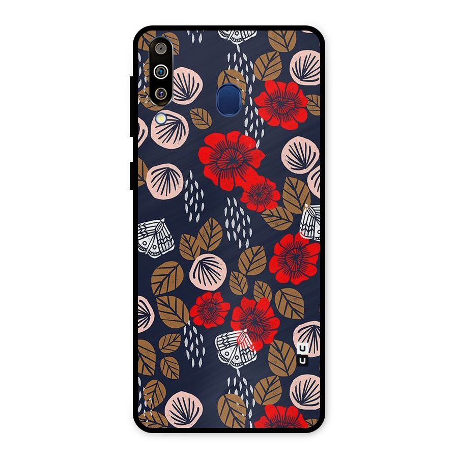 Orange Flora Metal Back Case for Galaxy M30