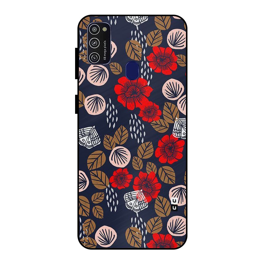 Orange Flora Metal Back Case for Galaxy M30s