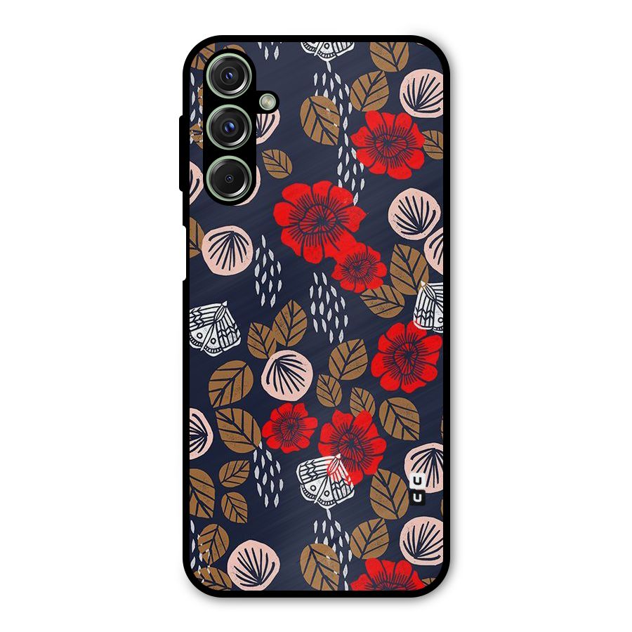 Orange Flora Metal Back Case for Galaxy M34