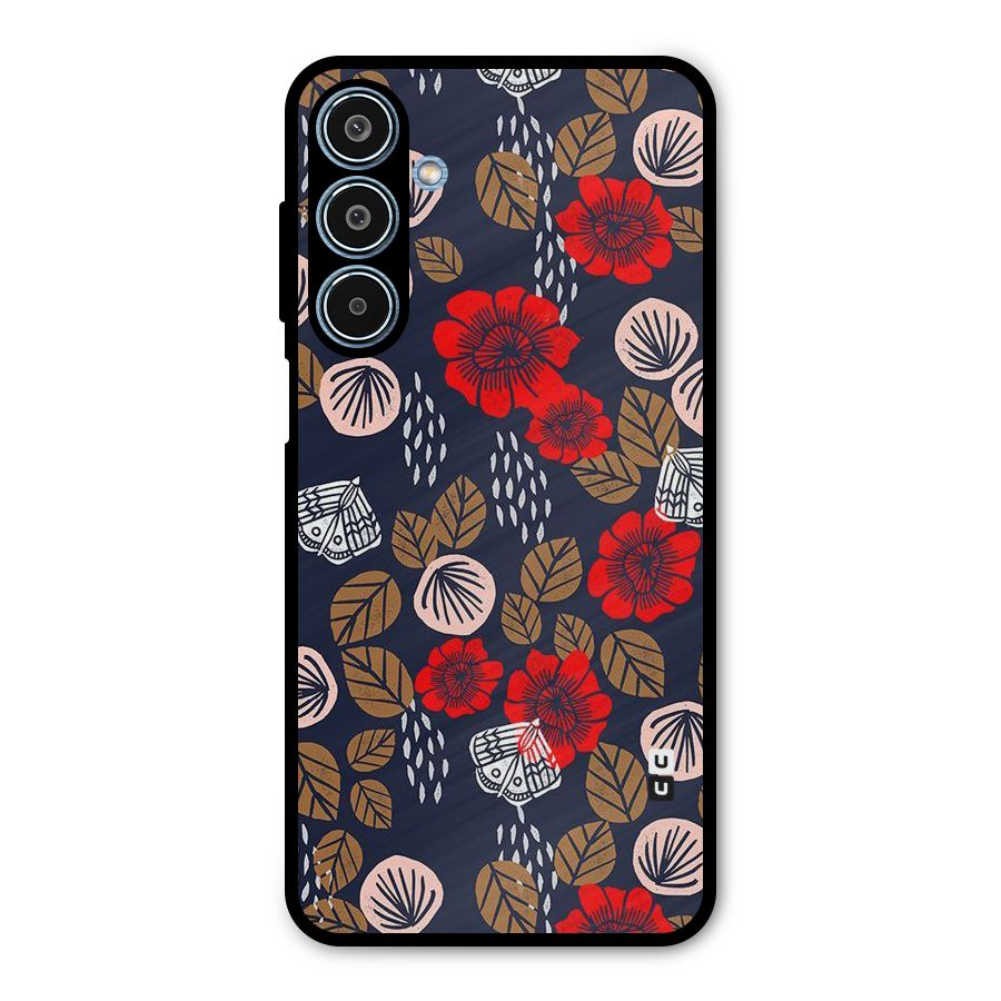 Orange Flora Metal Back Case for Galaxy M35