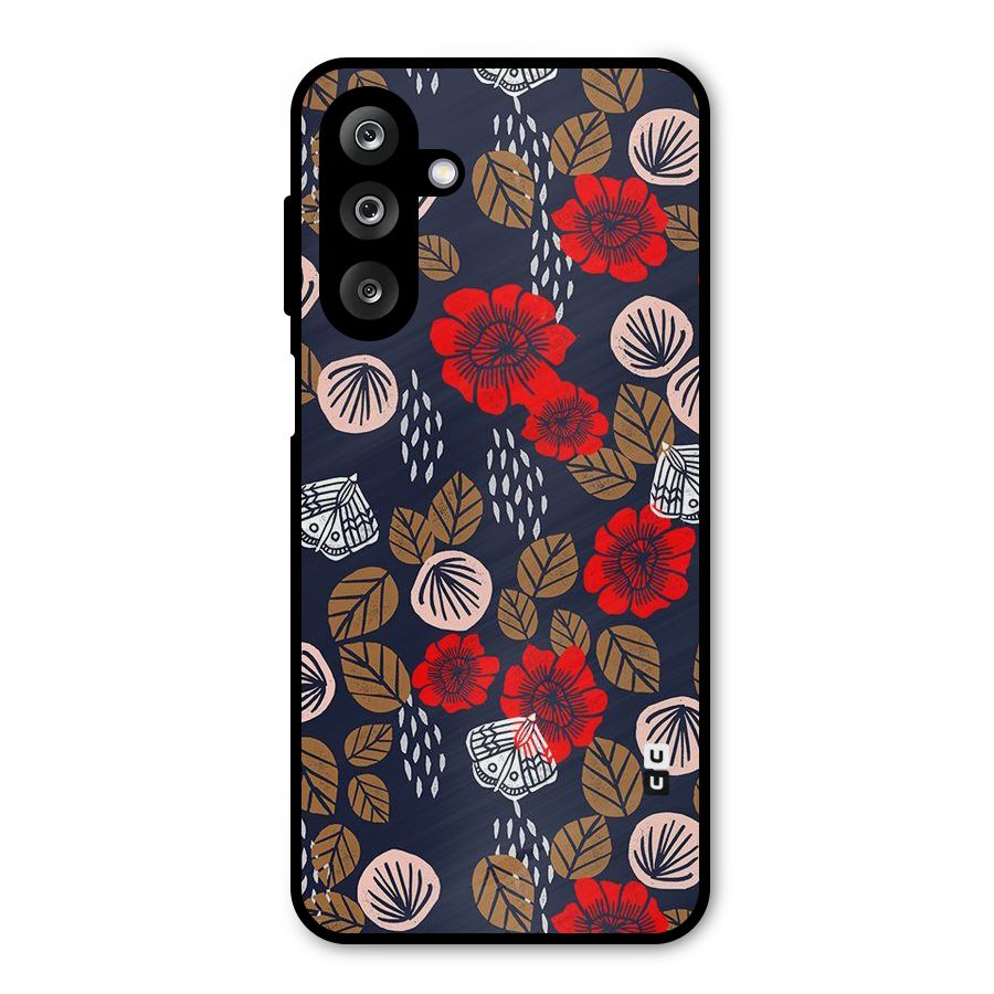 Orange Flora Metal Back Case for Galaxy M36