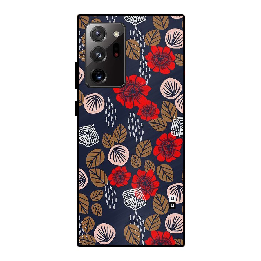 Orange Flora Metal Back Case for Galaxy Note 20 Ultra