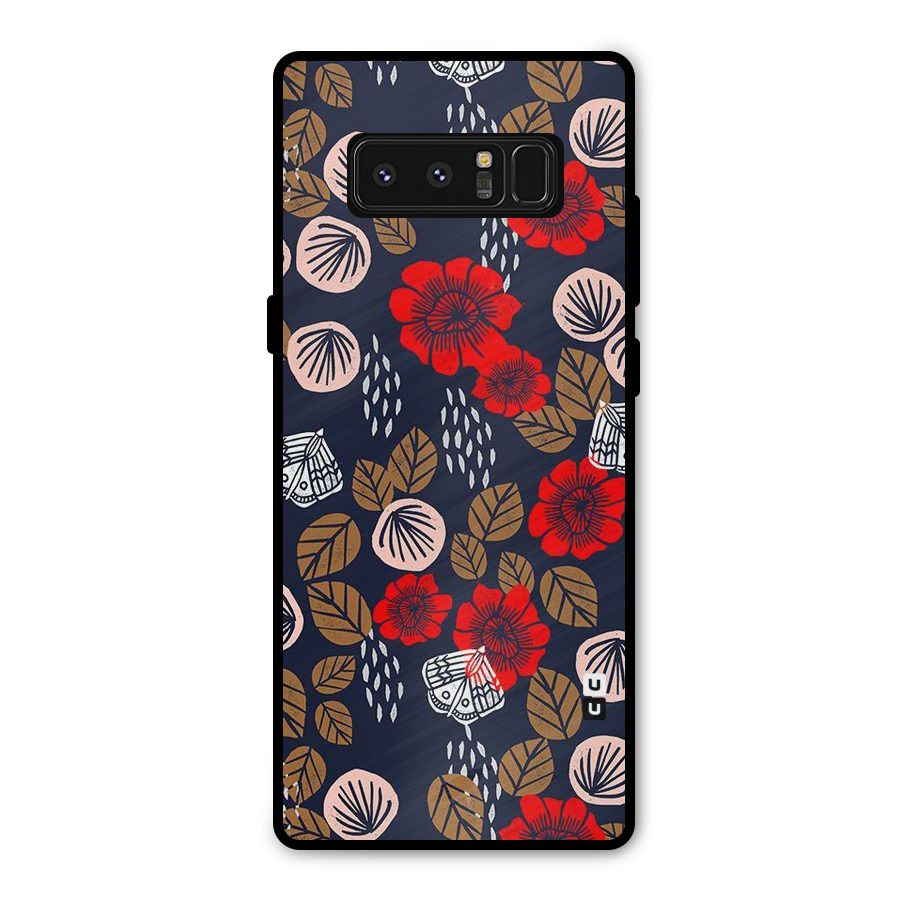 Orange Flora Metal Back Case for Galaxy Note 8