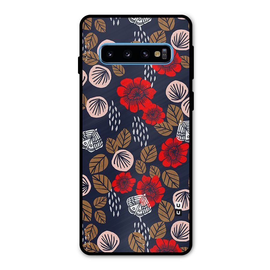 Orange Flora Metal Back Case for Galaxy S10