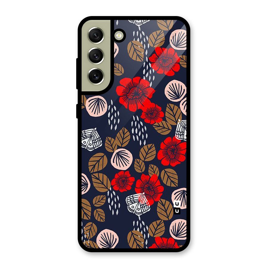 Orange Flora Metal Back Case for Galaxy S21 FE 5G (2023)