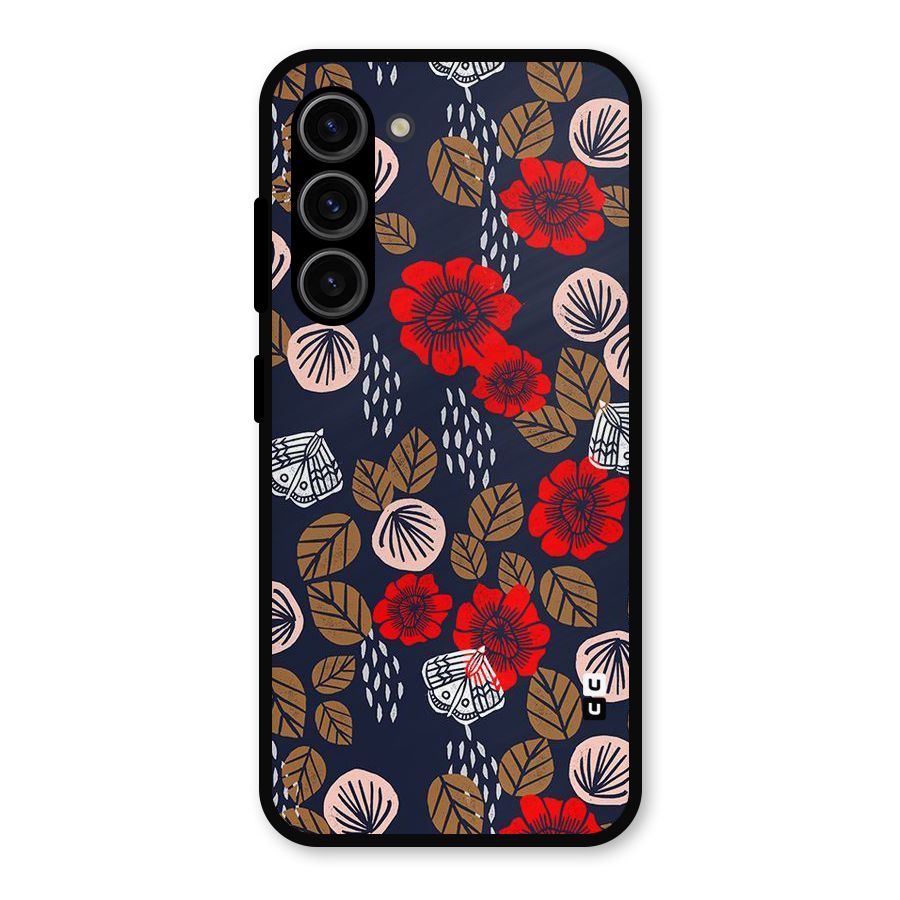 Orange Flora Metal Back Case for Galaxy S23