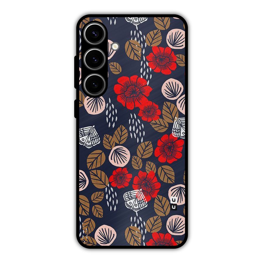Orange Flora Metal Back Case for Galaxy S24 Plus