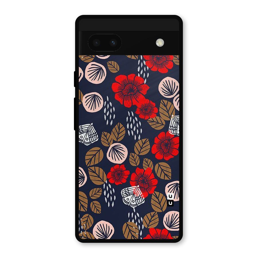 Orange Flora Metal Back Case for Google Pixel 6a