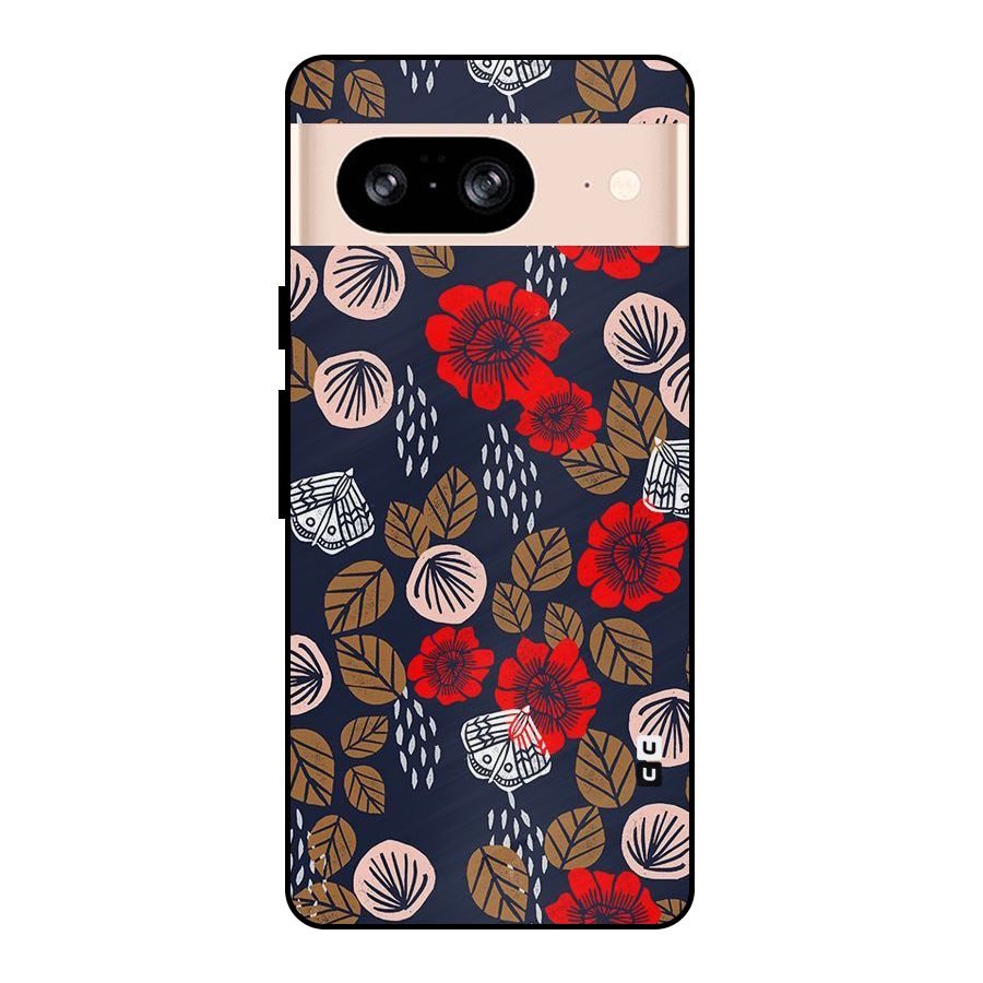 Orange Flora Metal Back Case for Google Pixel 8