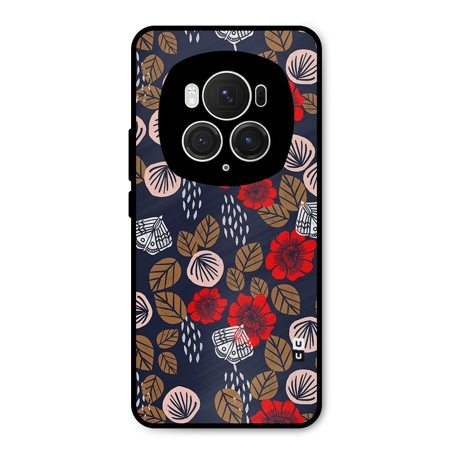 Orange Flora Metal Back Case for Honor Magic6 Pro