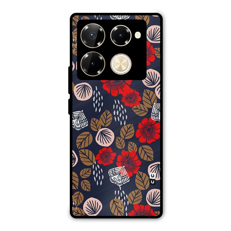 Orange Flora Metal Back Case for Infinix Note 40 Pro Plus