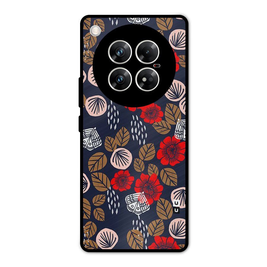 Orange Flora Metal Back Case for Infinix Zero 40 5G