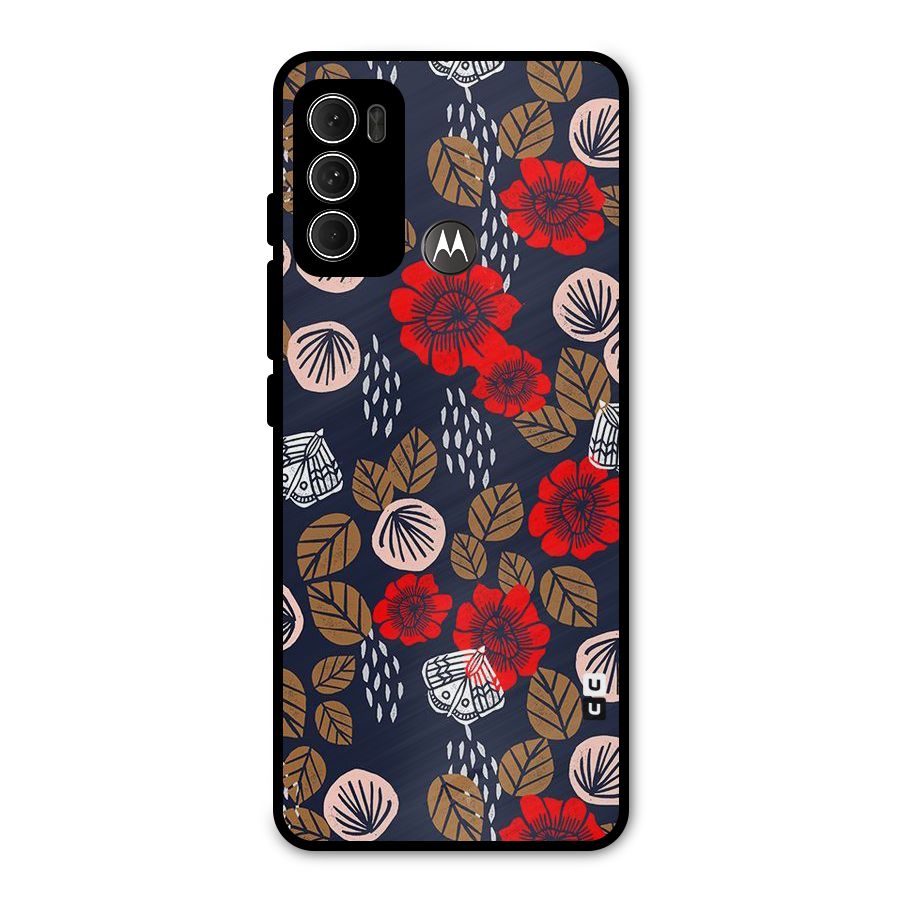 Orange Flora Metal Back Case for Moto G60