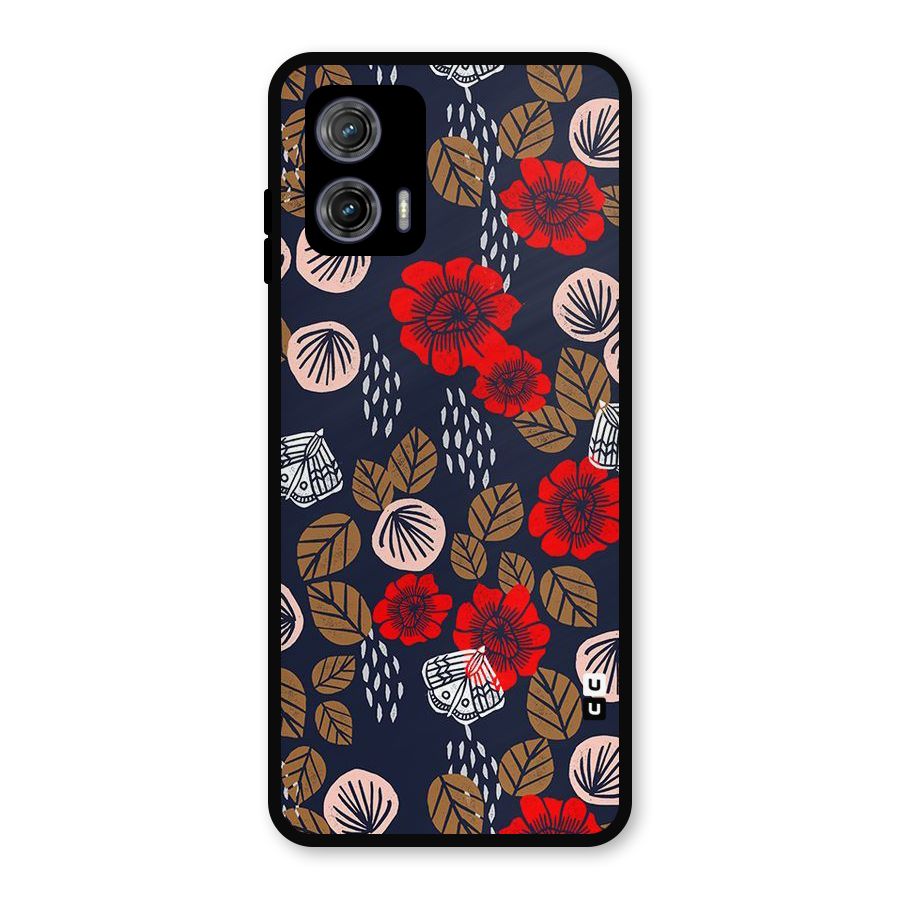 Orange Flora Metal Back Case for Moto G73
