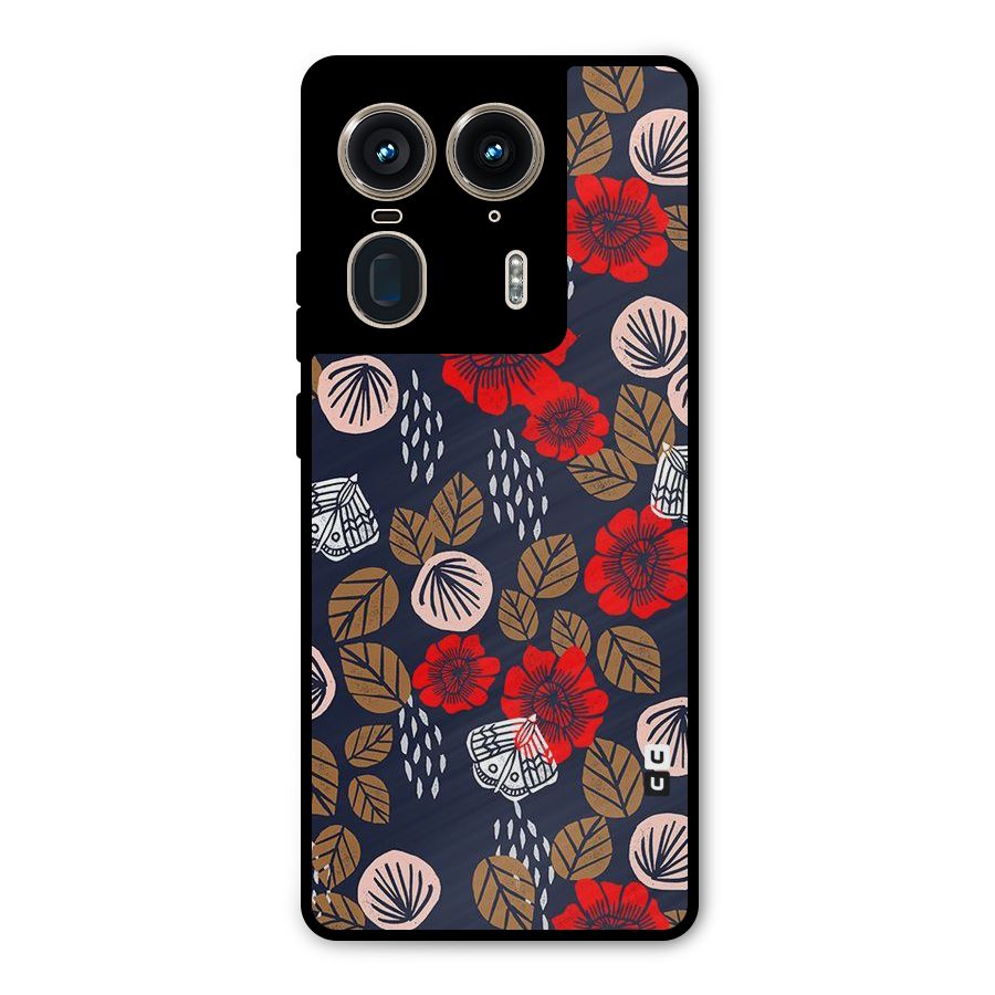 Orange Flora Metal Back Case for Motorola Edge 50 Ultra