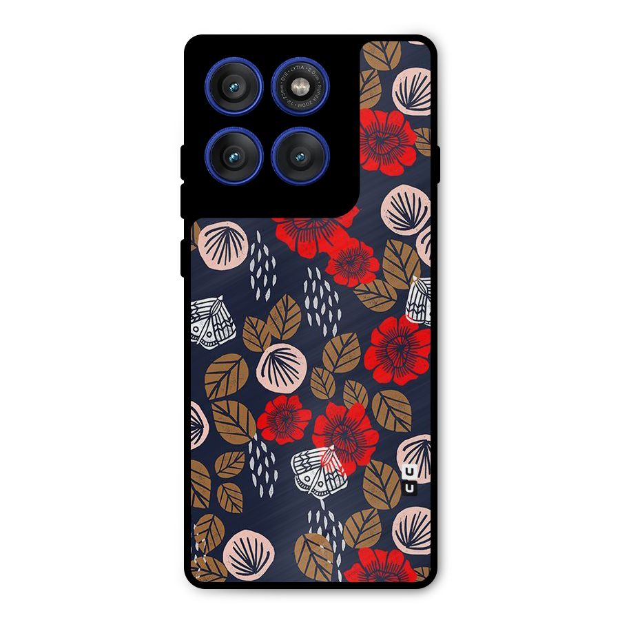 Orange Flora Metal Back Case for Motorola Edge 60 Pro