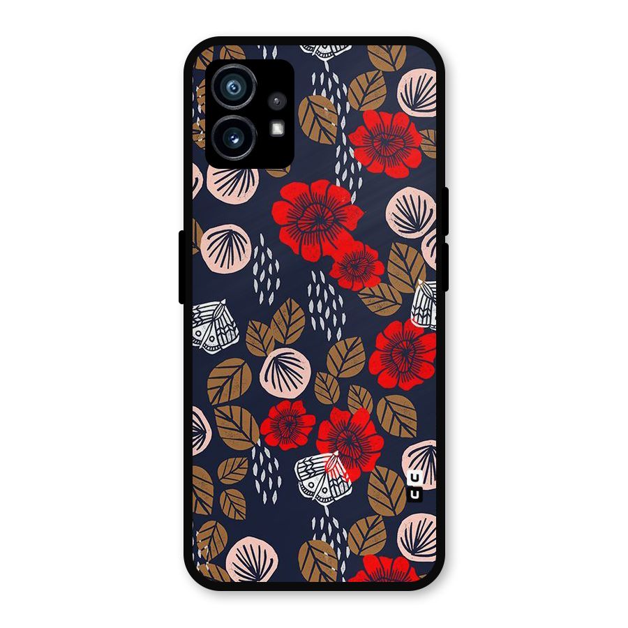 Orange Flora Metal Back Case for Nothing Phone 1
