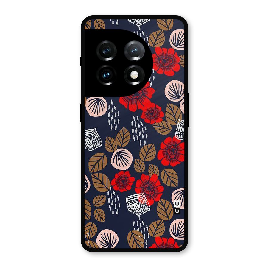 Orange Flora Metal Back Case for OnePlus 11