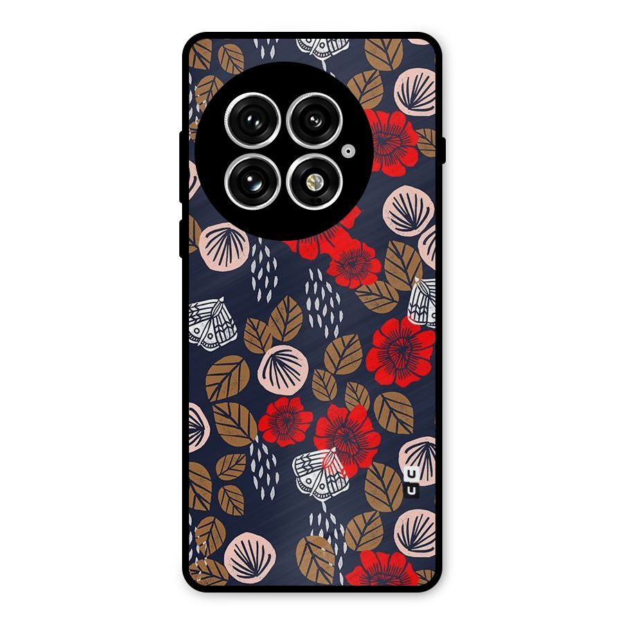 Orange Flora Metal Back Case for OnePlus 13