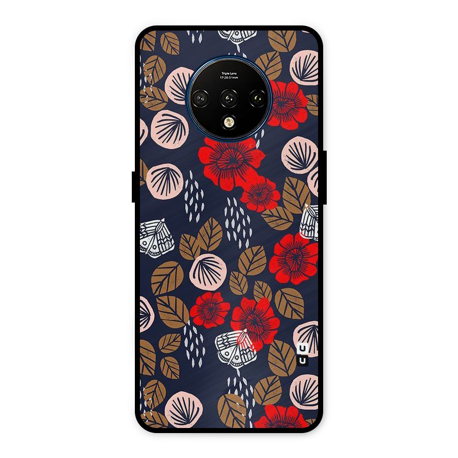 Orange Flora Metal Back Case for OnePlus 7T