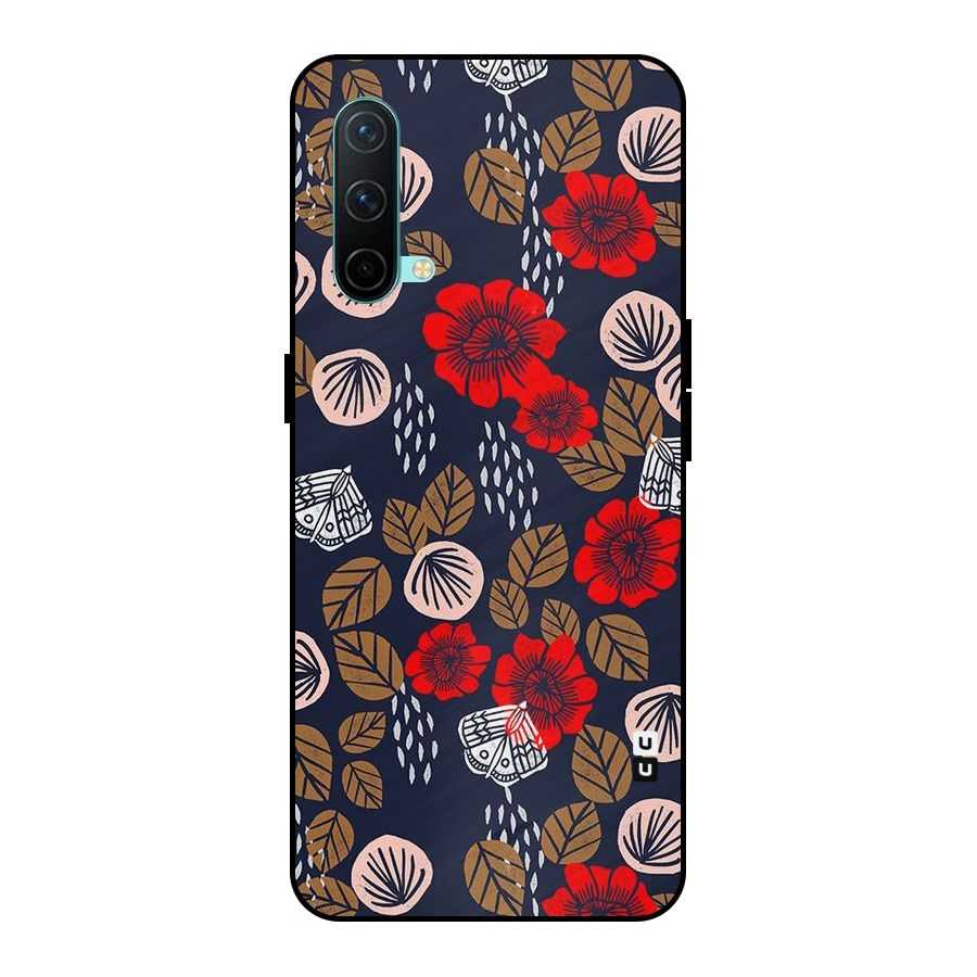 Orange Flora Metal Back Case for OnePlus Nord CE 5G