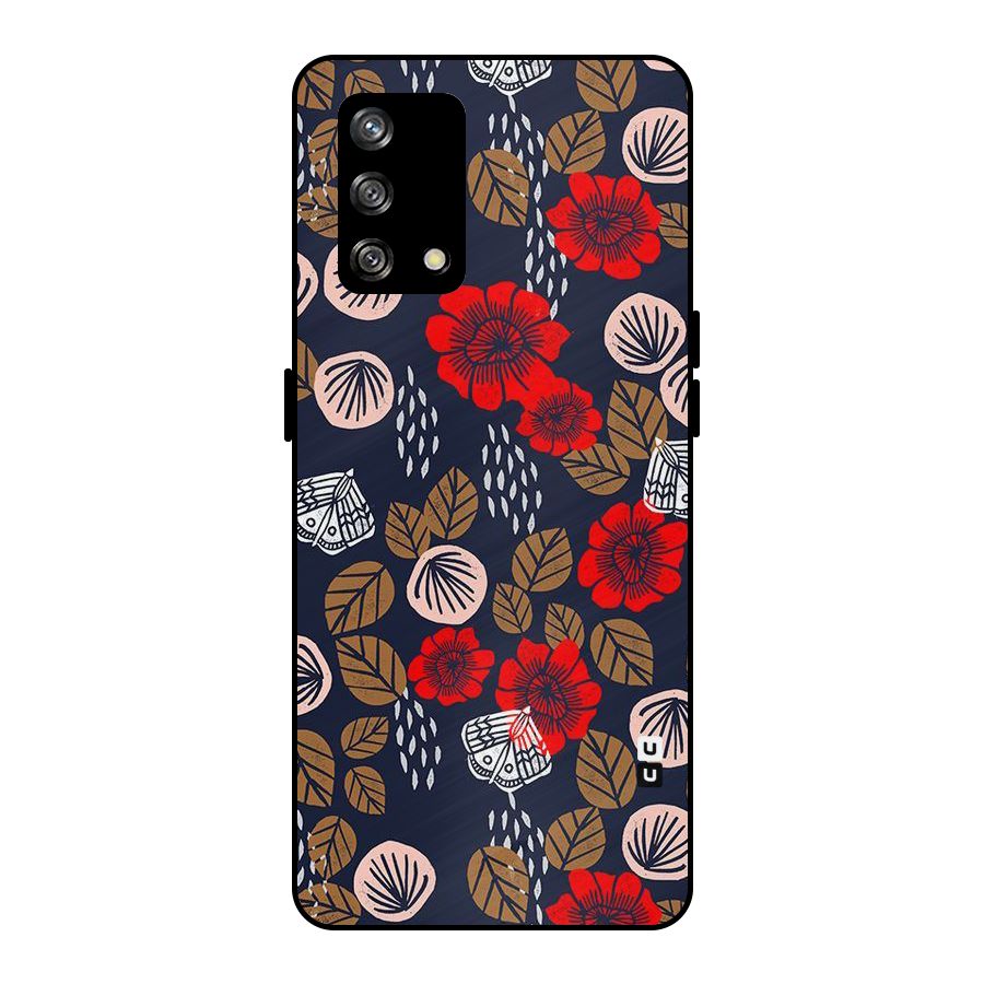 Orange Flora Metal Back Case for Oppo F19