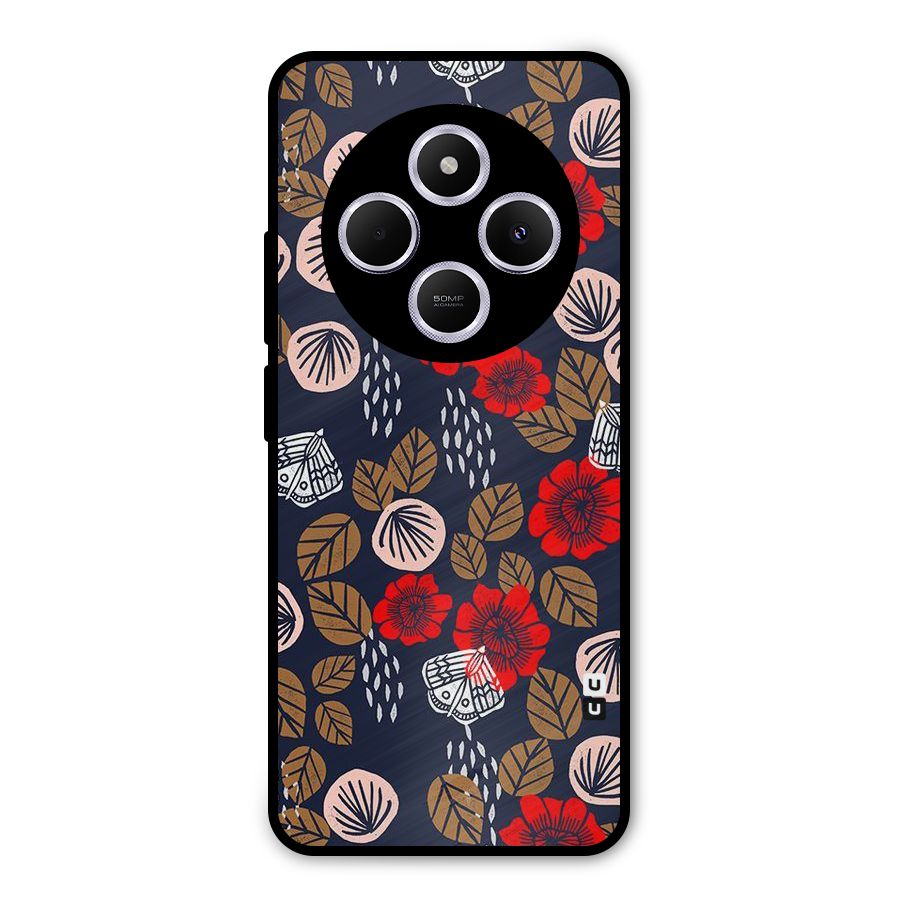 Orange Flora Metal Back Case for Poco M7
