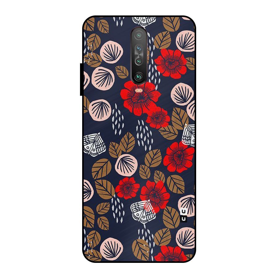 Orange Flora Metal Back Case for Poco X2