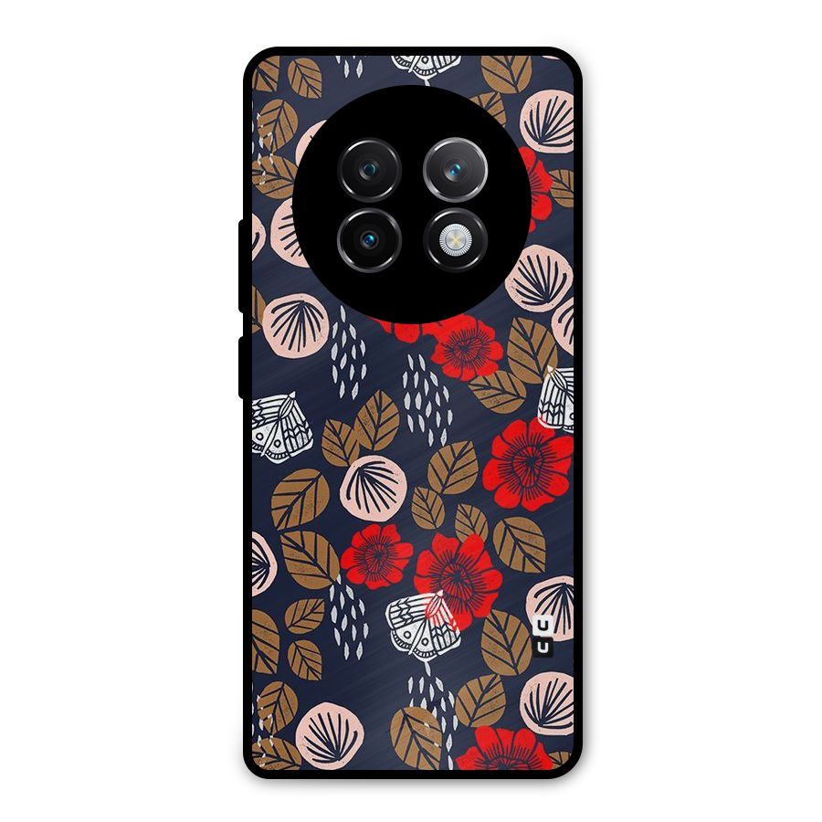 Orange Flora Metal Back Case for Realme 13 Plus