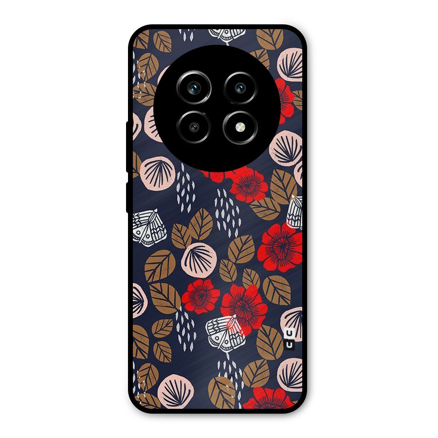 Orange Flora Metal Back Case for Realme 13 Pro